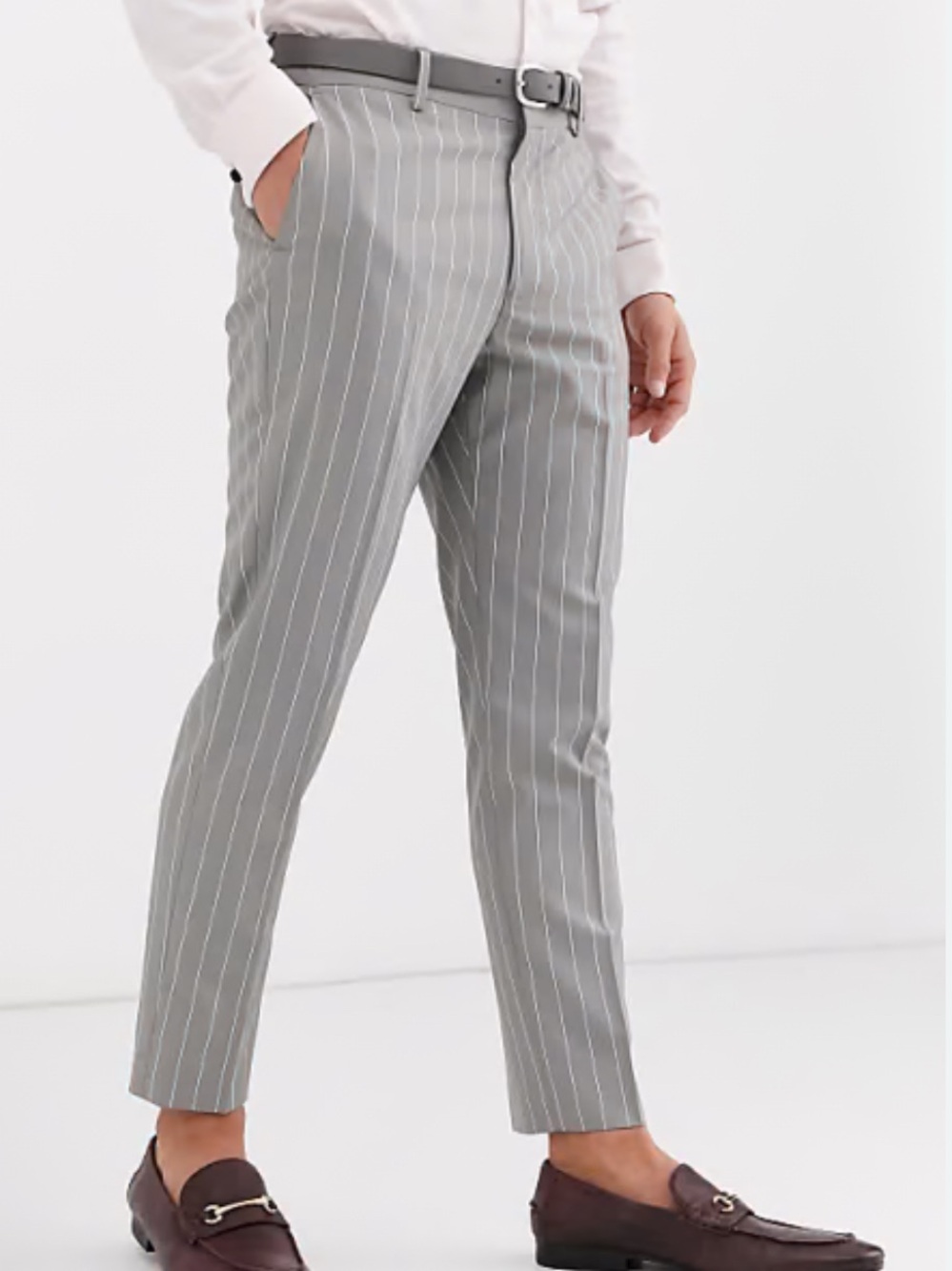 Men's Gray Pinstripe Dress Pants asos